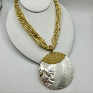 Multi Stranded Abalone Pendant Necklace